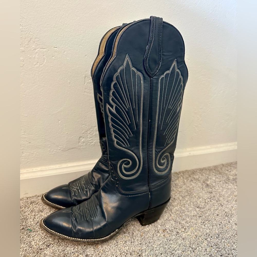 Leather Navy Blue Cowboy Boots